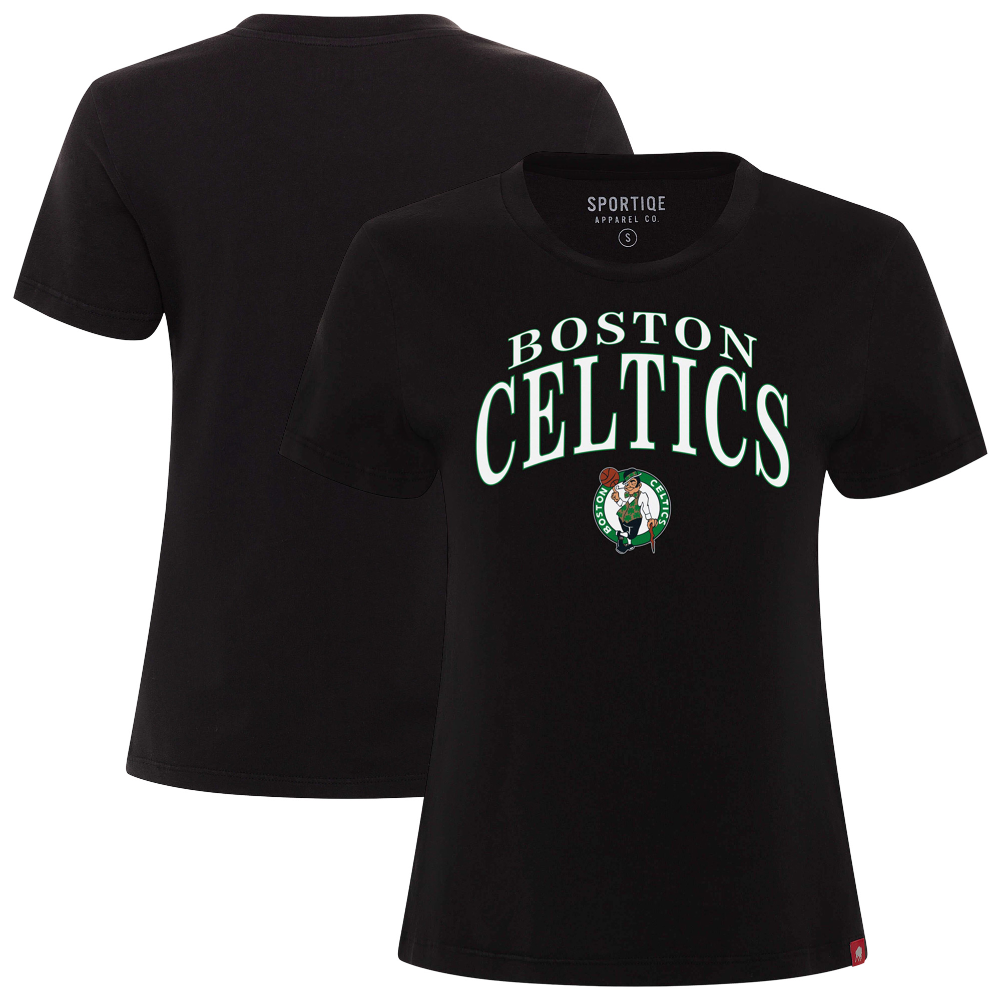 Women's Sportiqe Black Boston Celtics Arcadia Boxy T-Shirt