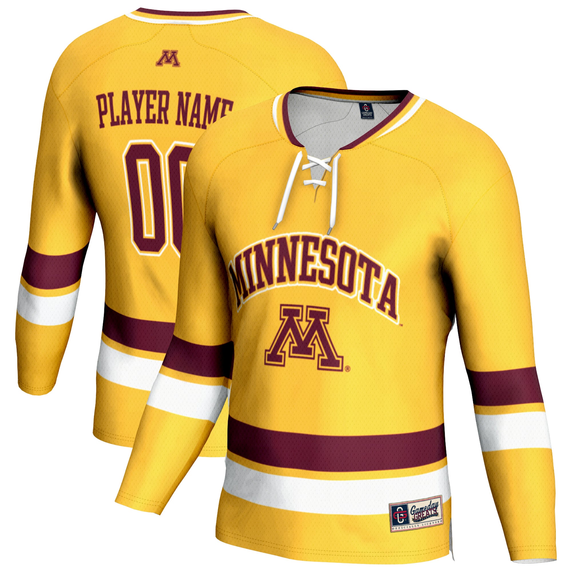 Youth GameDay Greats Gold Minnesota Golden Gophers NIL Pick-A-Player Men's Hockey Lightweight Jersey