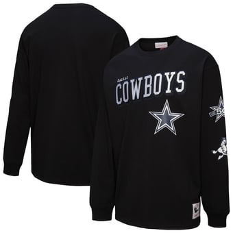 Men's Mitchell & Ness  Black Dallas Cowboys Training Camp Vintage Logos Long Sleeve T-Shirt