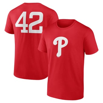 Men's Red Philadelphia Phillies Jackie Robinson Day Name & Number T-Shirt