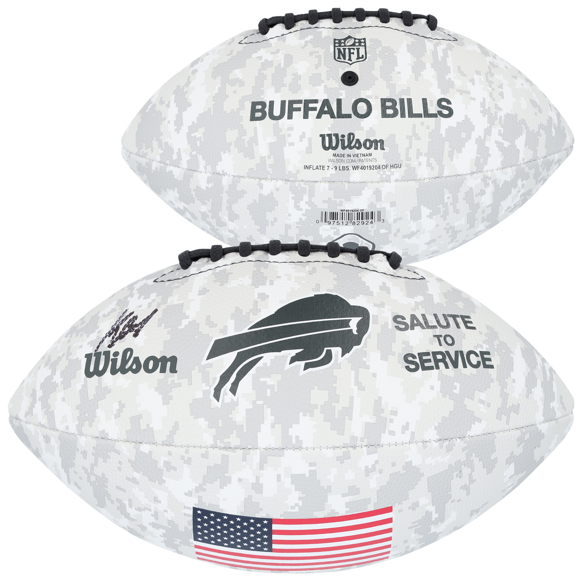 Keon Coleman Buffalo Bills Autographed Wilson 2024 Salute To Service Football