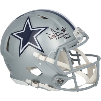 "Dak Prescott Dallas Cowboys Autographed Riddell Speed Authentic Helmet with ""America's Team"" Inscription"