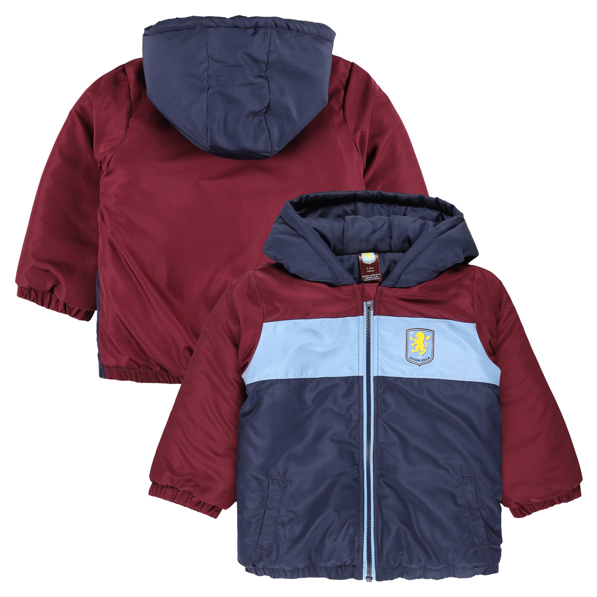 Veste de douche Aston Villa à blocs de couleur - Bordeaux/Bleu marine - Bébés