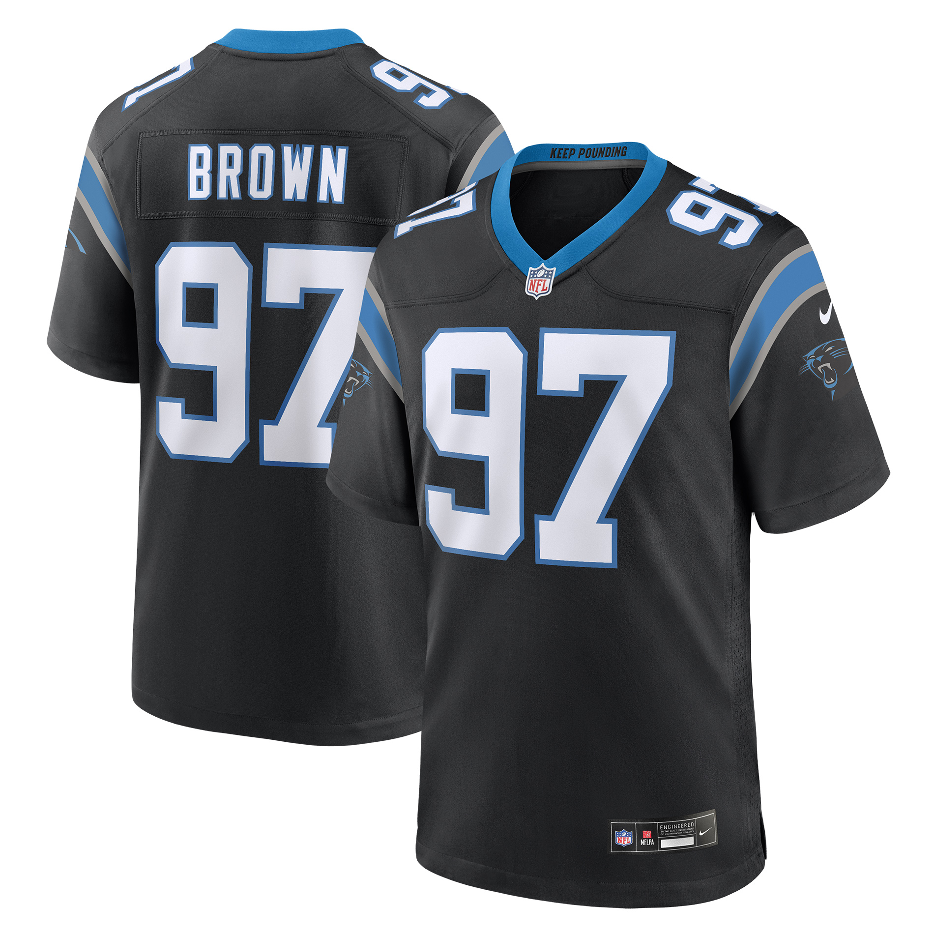 Men's Nike Bobby Brown Black Carolina Panthers Team Game Jersey