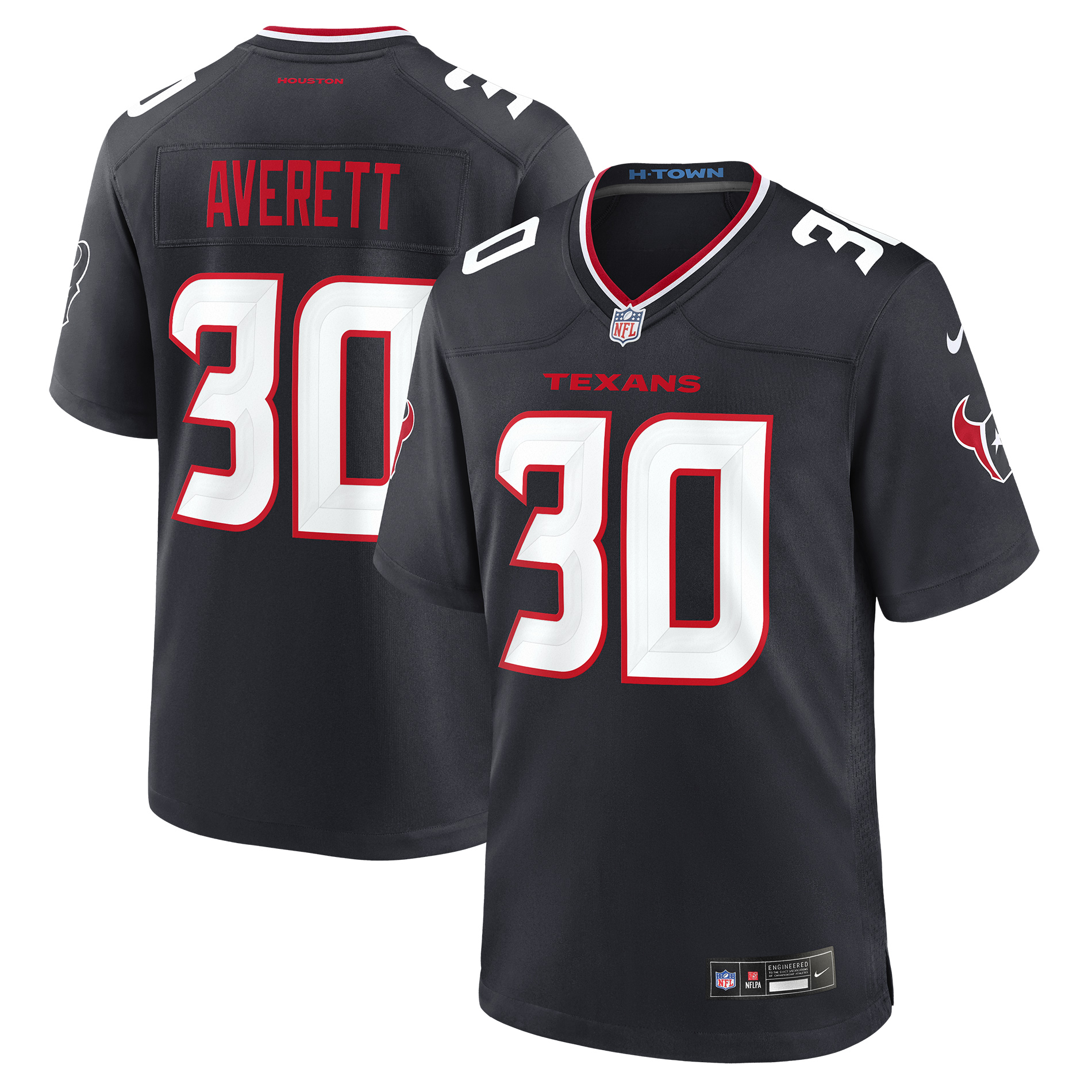 Men's Nike Anthony Averett Navy Houston Texans Team Game Jersey