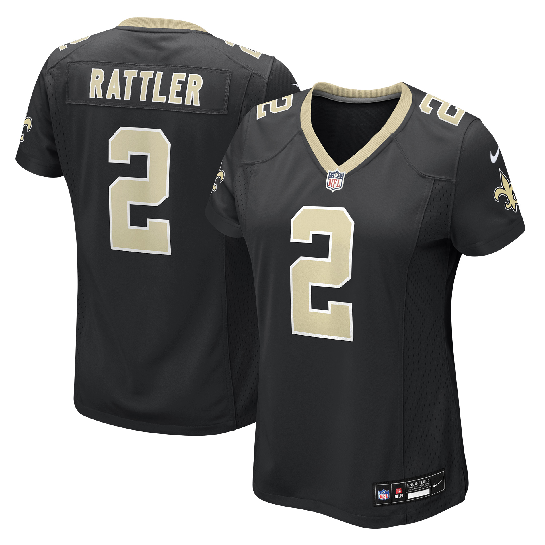 Women's Nike Spencer Rattler Black New Orleans Saints Team Game Jersey
