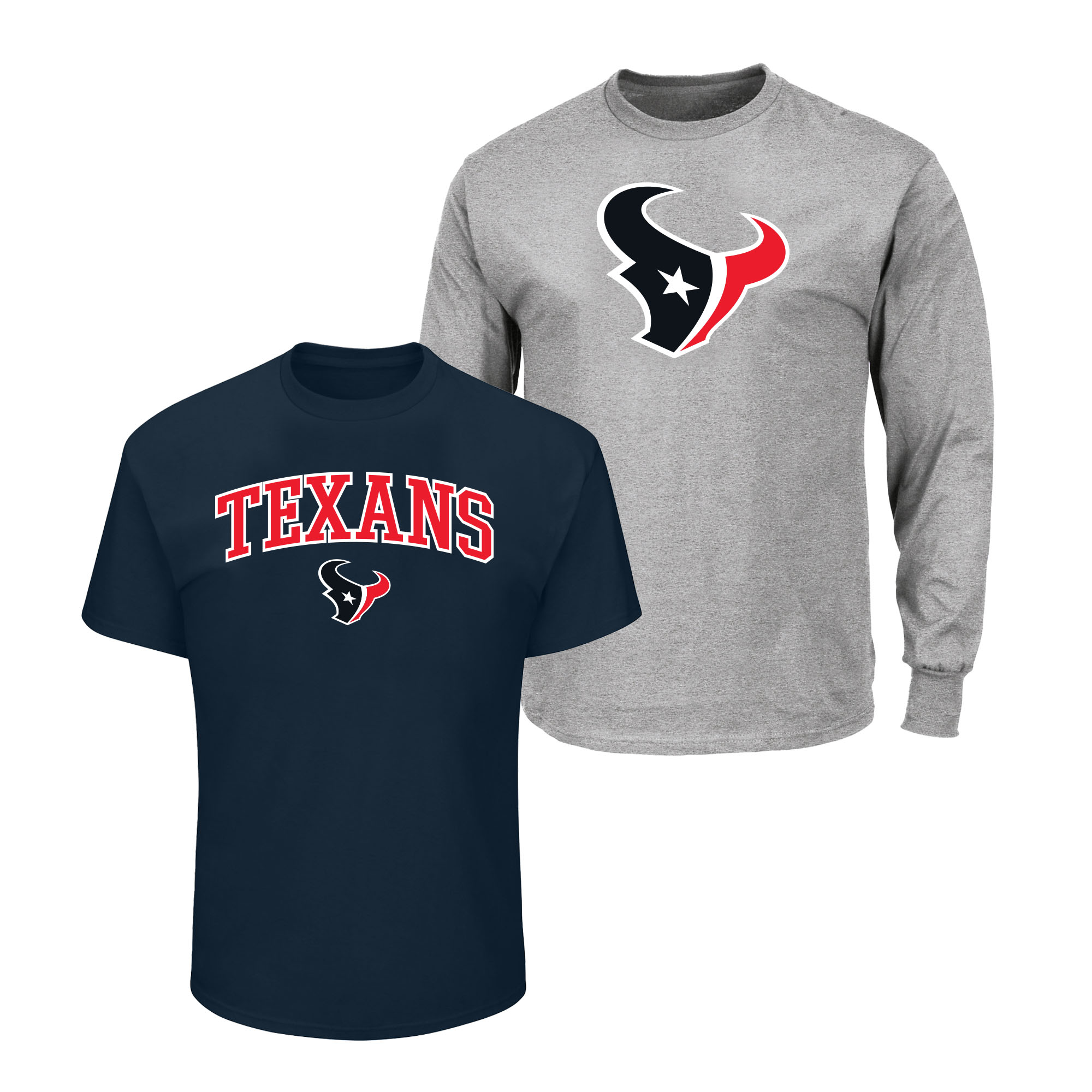 Men's Fanatics Navy/Heather Gray Houston Texans Big & Tall 2-Pack T-Shirt Set