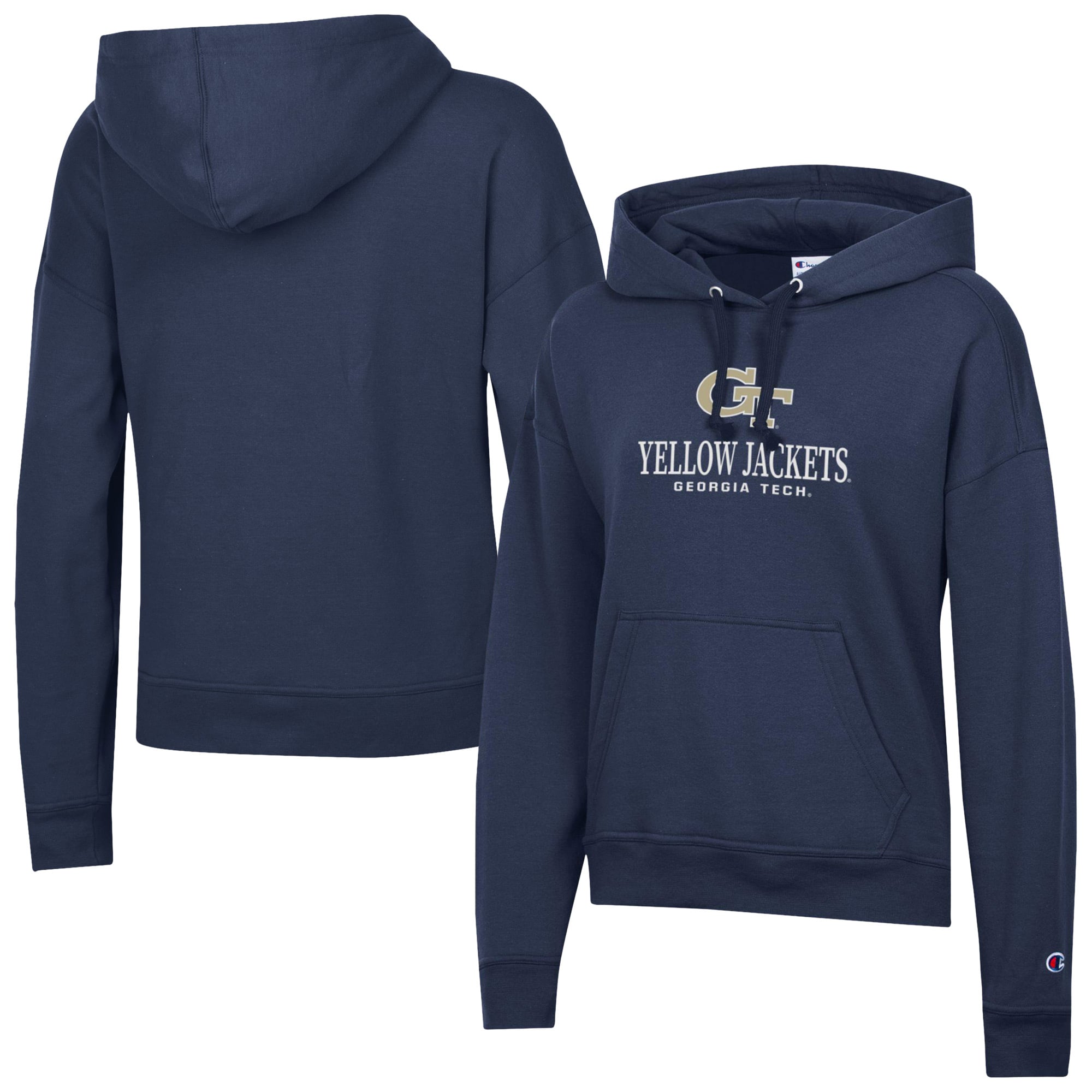 Women's Champion Navy Georgia Tech Yellow Jackets Powerblend Fleece Pullover Hoodie