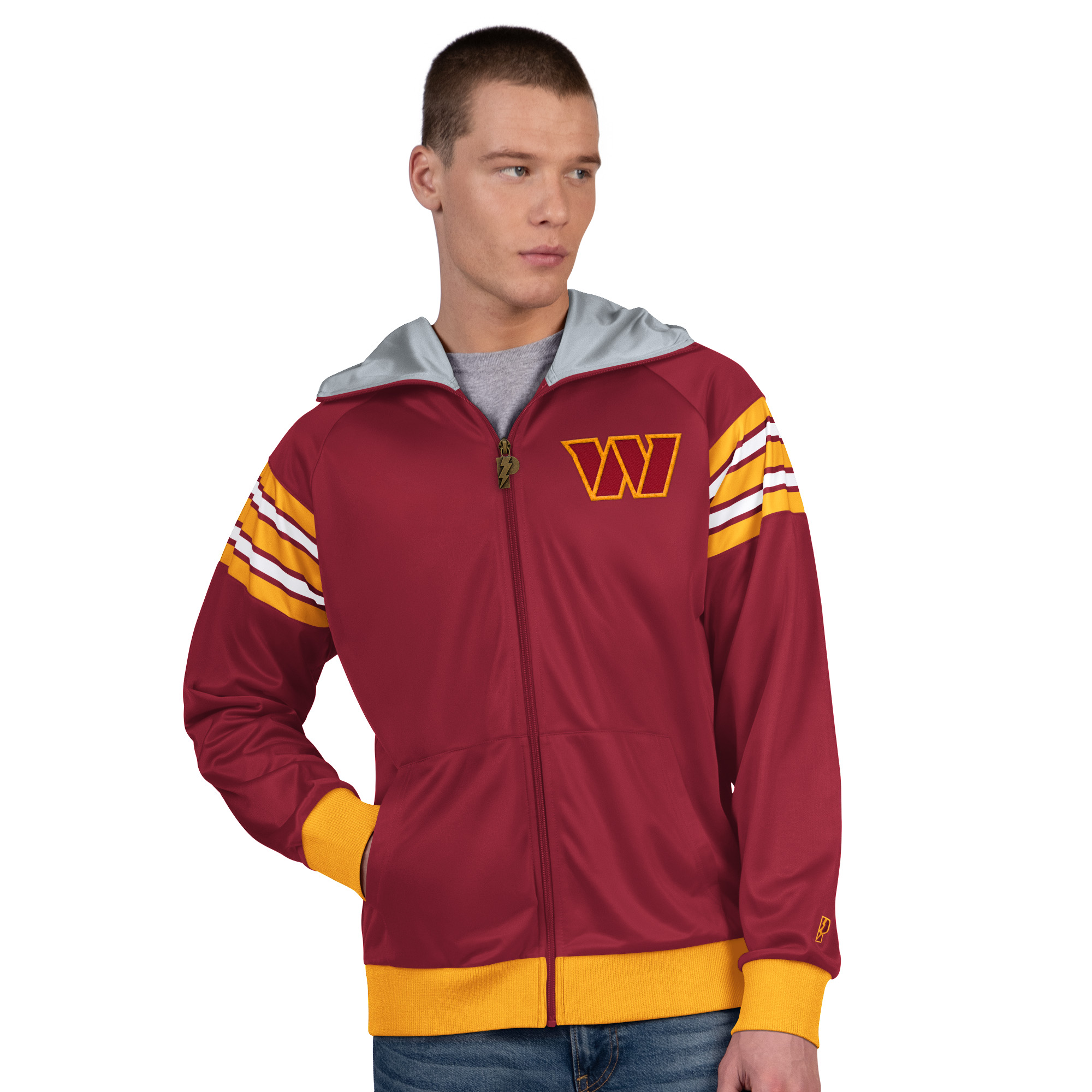 Men's Pro Player Burgundy/Gold Washington Commanders Helmet Full-Zip Hooded Track Jacket