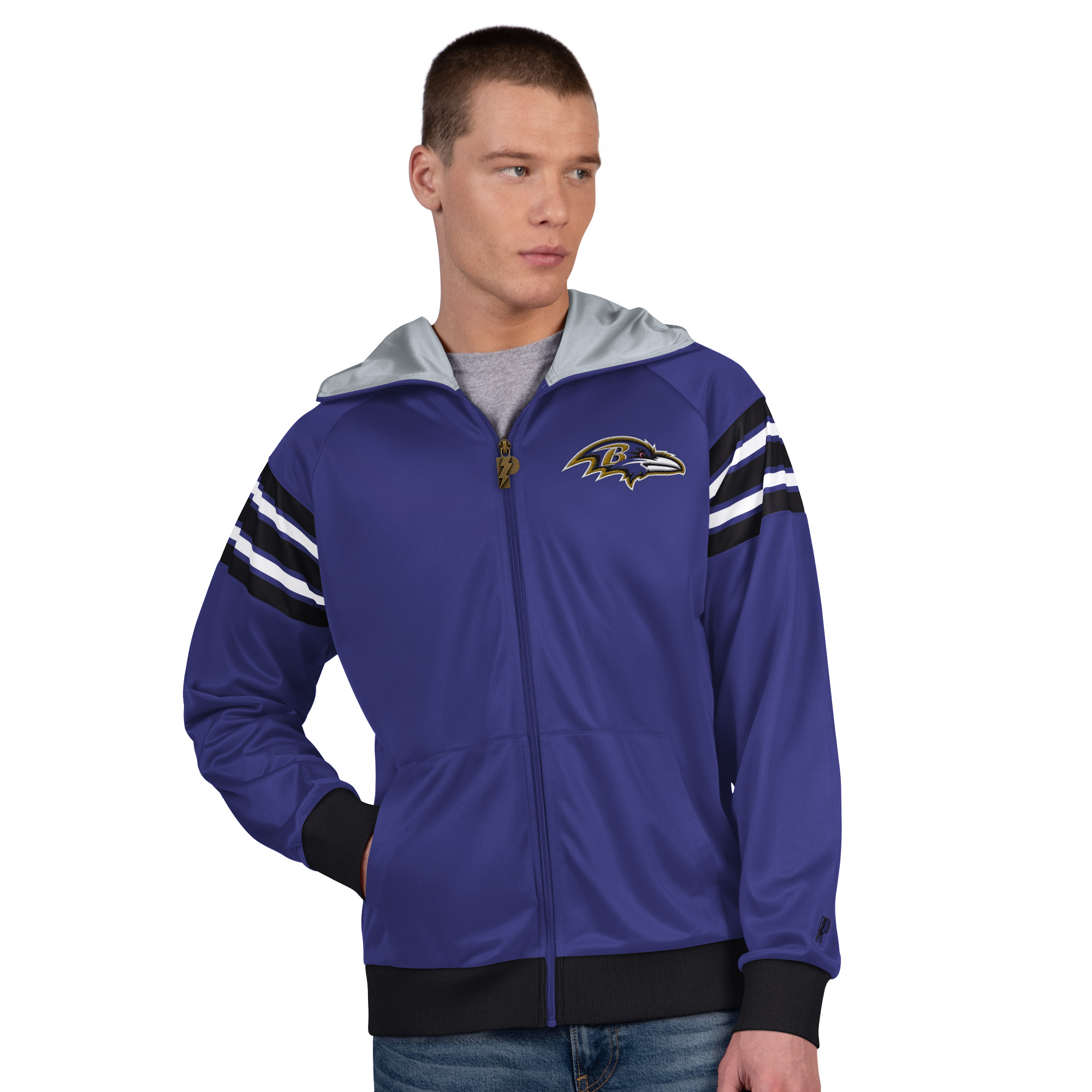 Men's Pro Player Purple/Black Baltimore Ravens Helmet Full-Zip Hooded Track Jacket