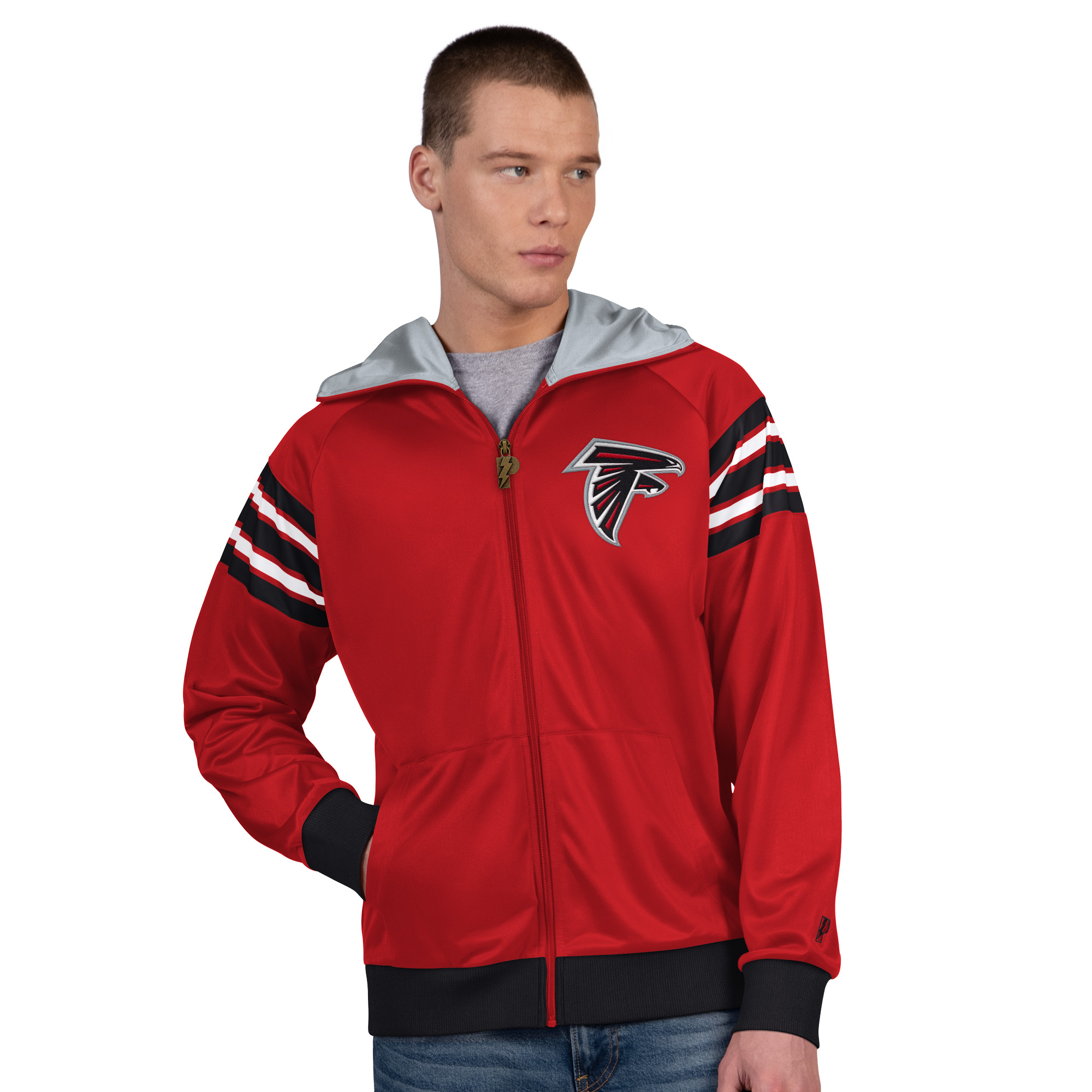 Men's Pro Player Red/Black Atlanta Falcons Helmet Full-Zip Hooded Track Jacket