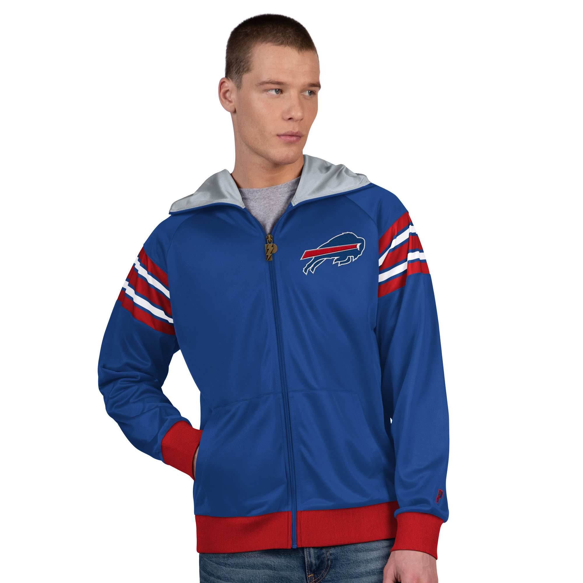 Men's Pro Player Royal/White Buffalo Bills Helmet Full-Zip Hooded Track Jacket