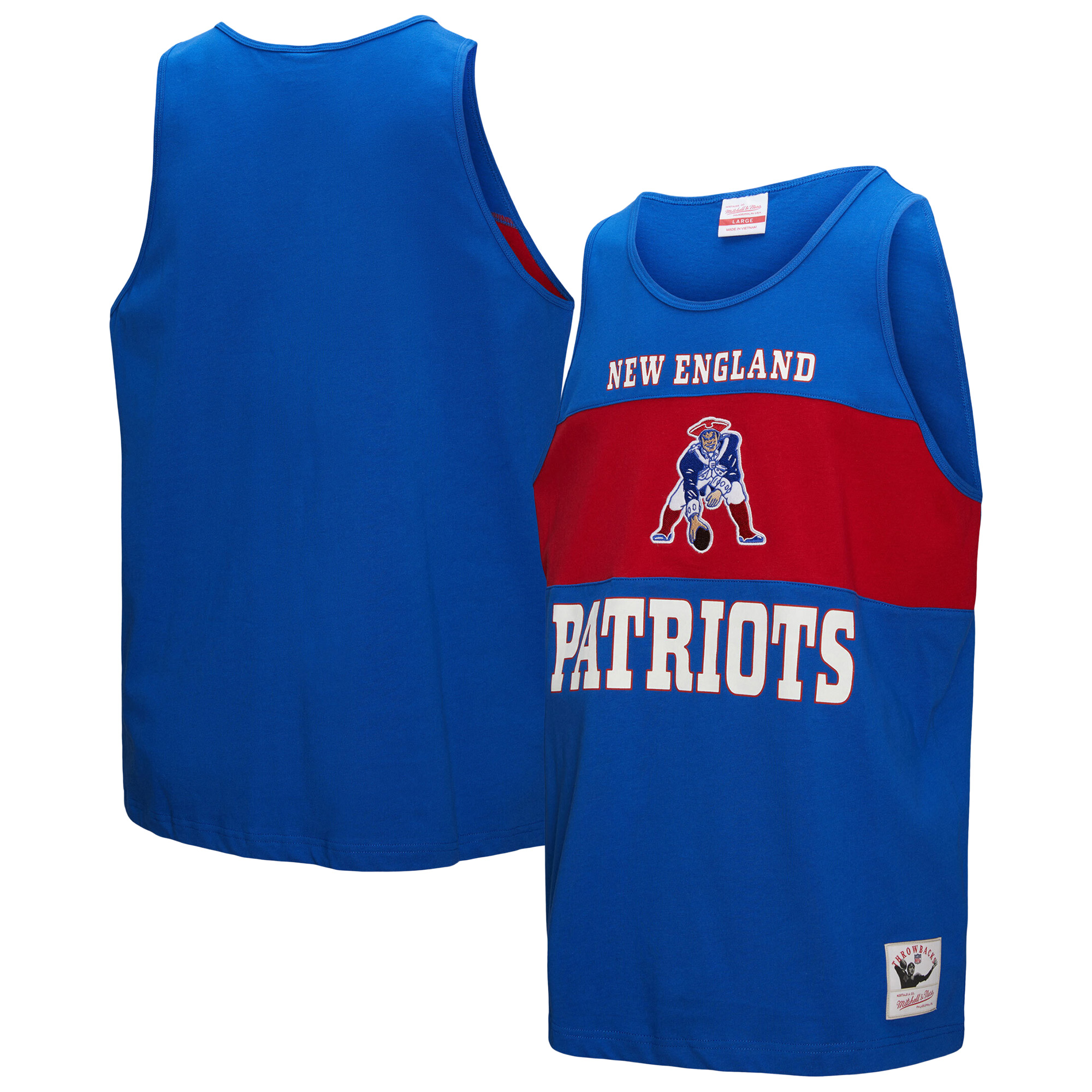 Men's Mitchell & Ness Royal New England Patriots Retro Colorblock Tank Top
