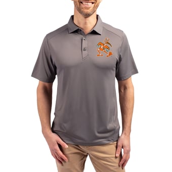 Men's Cutter & Buck  Gray Miami Hurricanes Forge Eco Stretch Recycled Polo