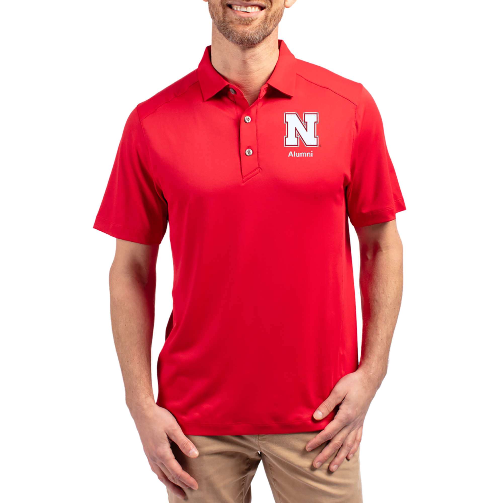 Men’s Cutter & Buck Scarlet Nebraska Huskers Forge Alumni Eco Stretch Recycled Polo