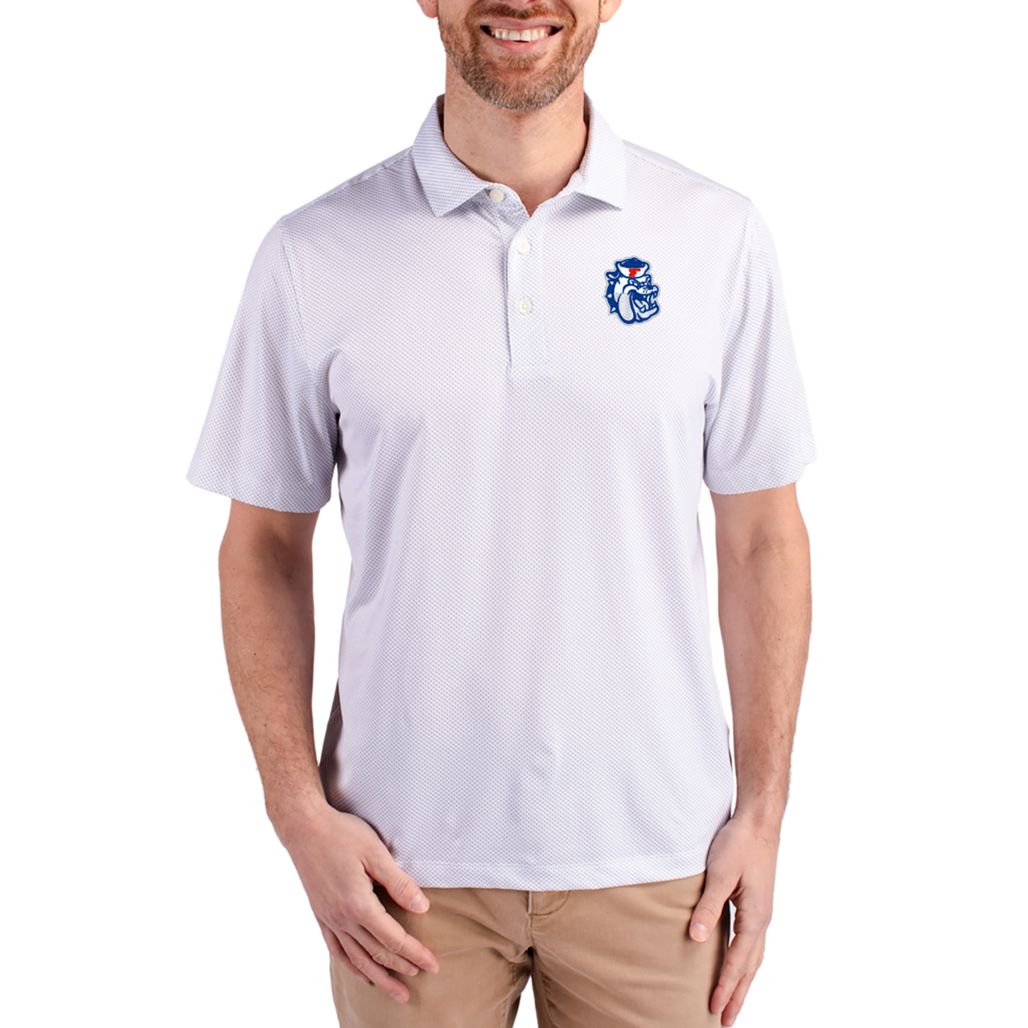 Men’s Cutter & Buck White Fresno State Bulldogs Pike Eco Symmetry Print Stretch Polo Men’s Cutter & Buck White Fresno State Bulldogs Pike Eco Symmetry Print Stretch Polo