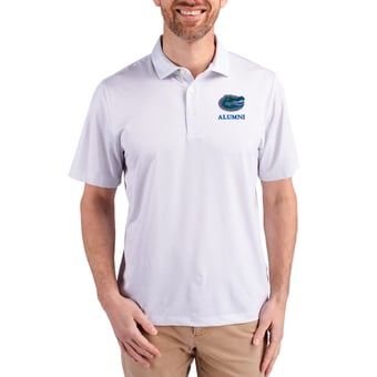 Men's Cutter & Buck White Florida Gators Pike Eco Symmetry Print Stretch Polo