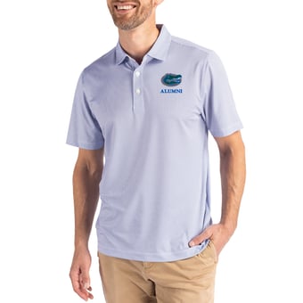 Men's Cutter & Buck White/Royal Florida Gators Pike Eco Symmetry Print Stretch Polo