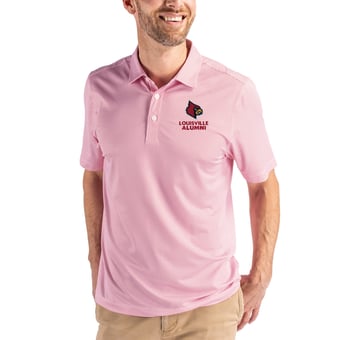 Men's Cutter & Buck White/Red Louisville Cardinals Alumni Pike Eco Symmetry Print Stretch Recycled Polo