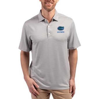 Men's Cutter & Buck Gray Florida Gators Forge Eco Double Stripe Stretch Recycled Polo