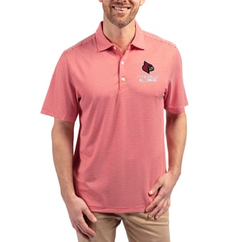 Men's Cutter & Buck Red Louisville Cardinals Forge Eco Double Stripe Stretch Recycled Polo