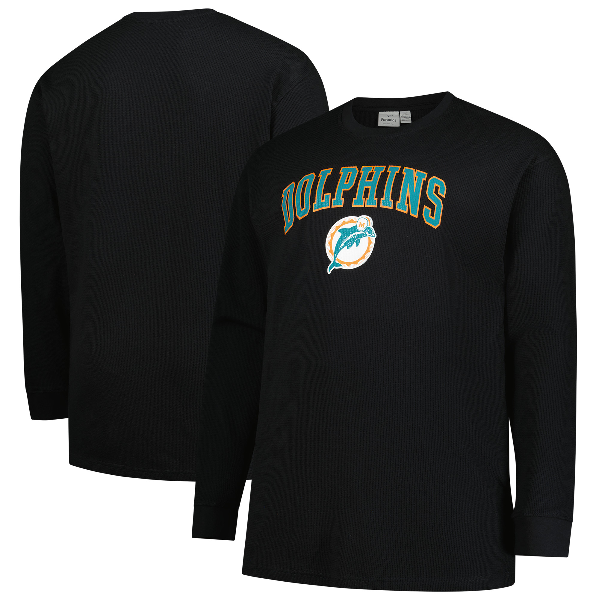 Men's Fanatics Black Miami Dolphins Big & Tall Throwback Thermal Long Sleeve T-Shirt