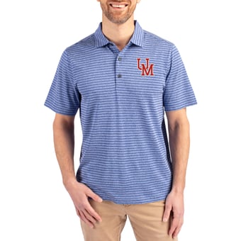 Men's Cutter & Buck Heather Blue Ole Miss Rebels Forge Eco Heather Stripe Stretch Recycled Polo