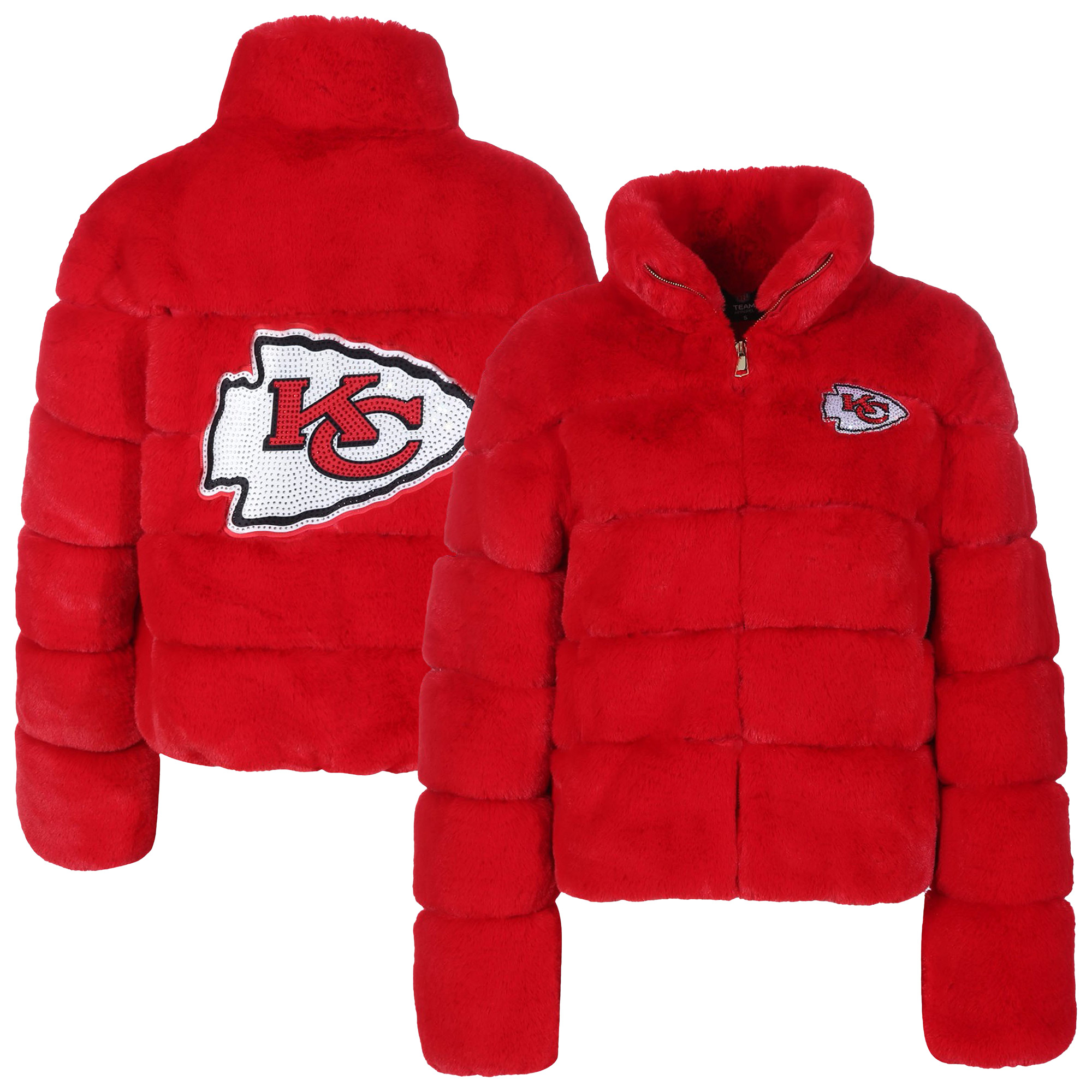 Women's FABGATING by Cuce Red Kansas City Chiefs Faux Fur Full-Zip Coat