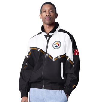 Men's Pro Player White/Black Pittsburgh Steelers Tape II Lightweight Full-Zip Jacket