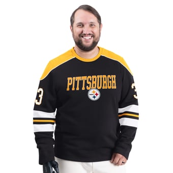Men's G-III Sports by Carl Banks Black Pittsburgh Steelers Adaptive Lord Stanley Crewneck Sweatshirt