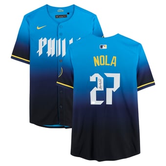 Aaron Nola Philadelphia Phillies Autographed Light Blue City Connect Limited Jersey