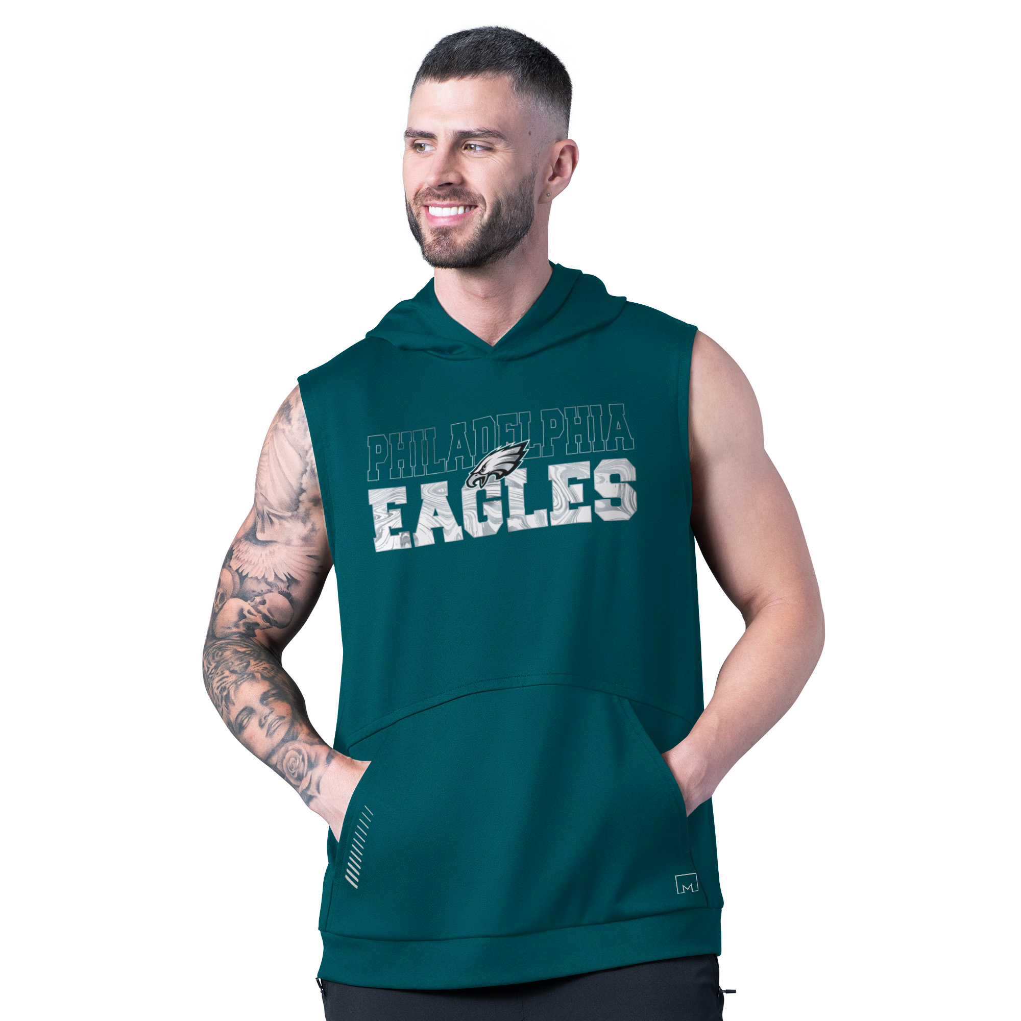 Msx by Michael Strahan Men's Green Philadelphia Eagles Tri-Blend Rebound Sleeveless Hoodie - Green