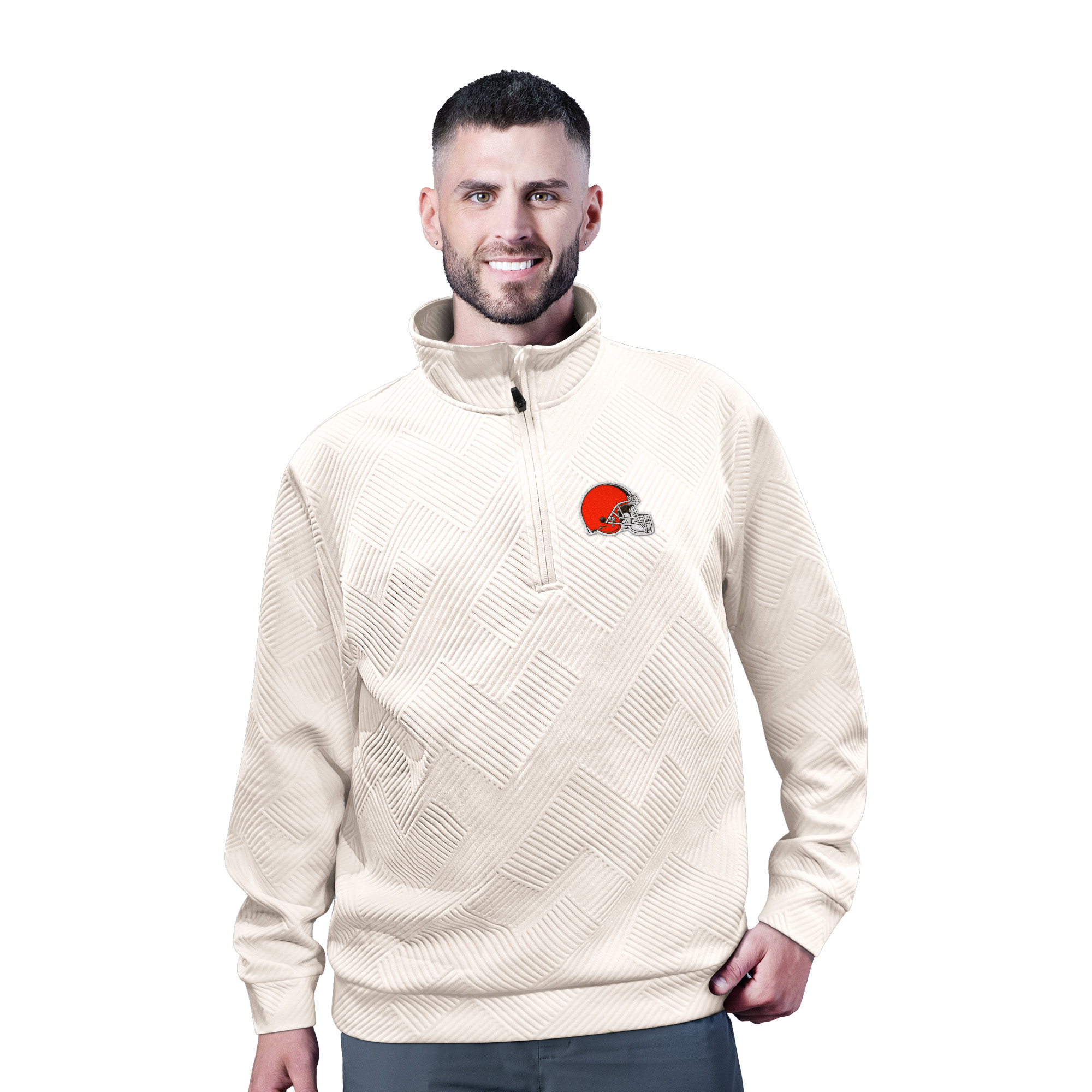 Msx by Michael Strahan Men's White Cleveland Browns Cross Training Half-Zip Pullover - Cream