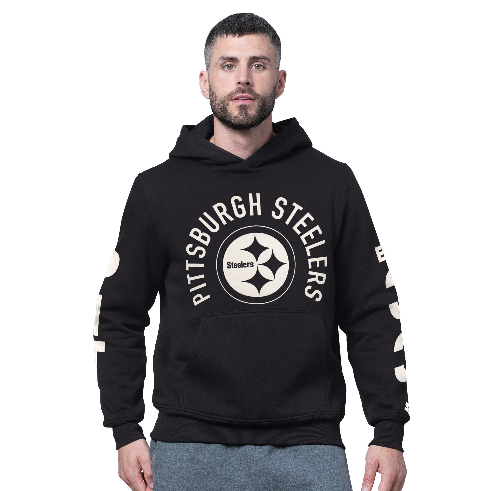Men's Starter Black Pittsburgh Steelers Handoff Fleece Hoodie Sweatshirt