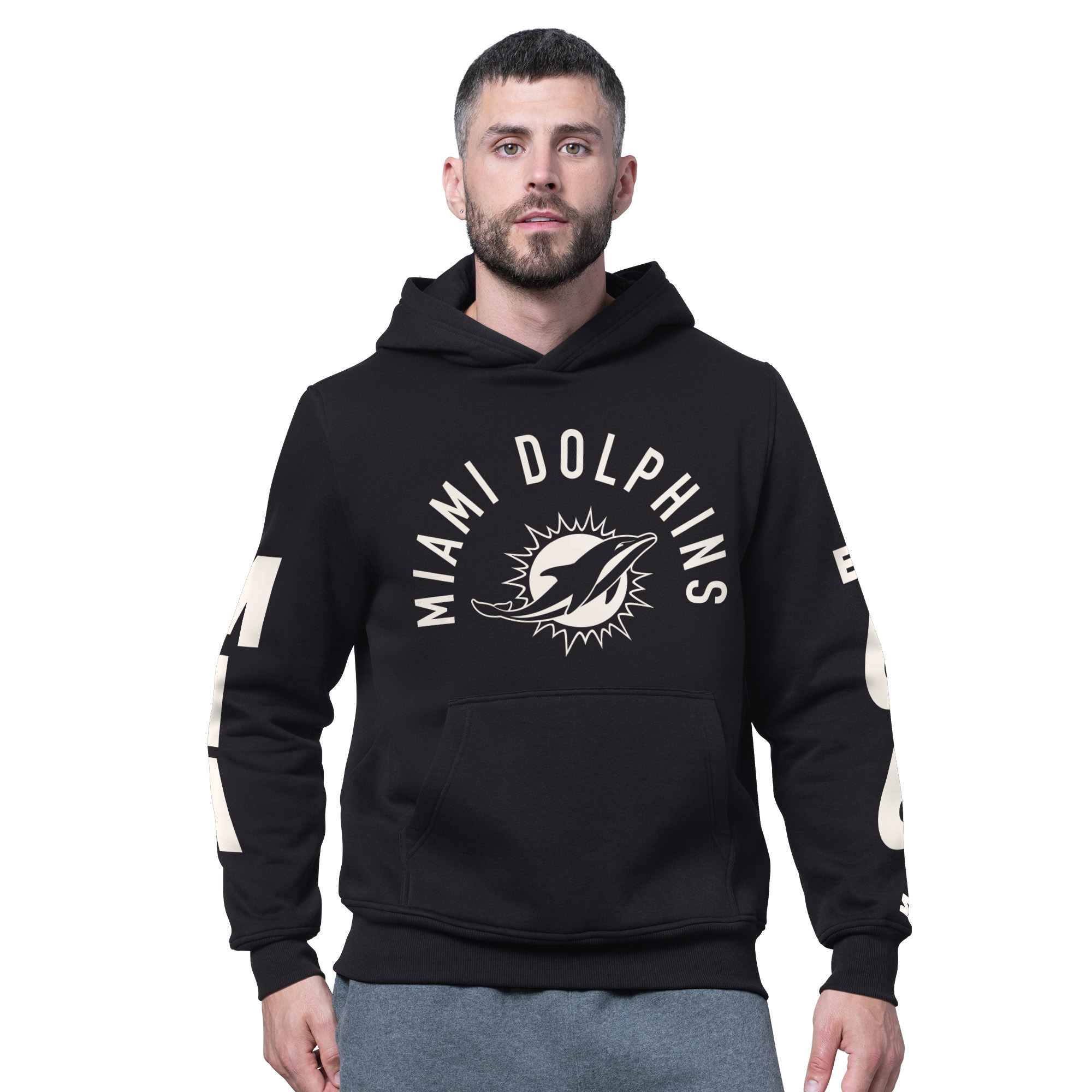 Men's Starter Black Miami Dolphins Handoff Fleece Hoodie Sweatshirt