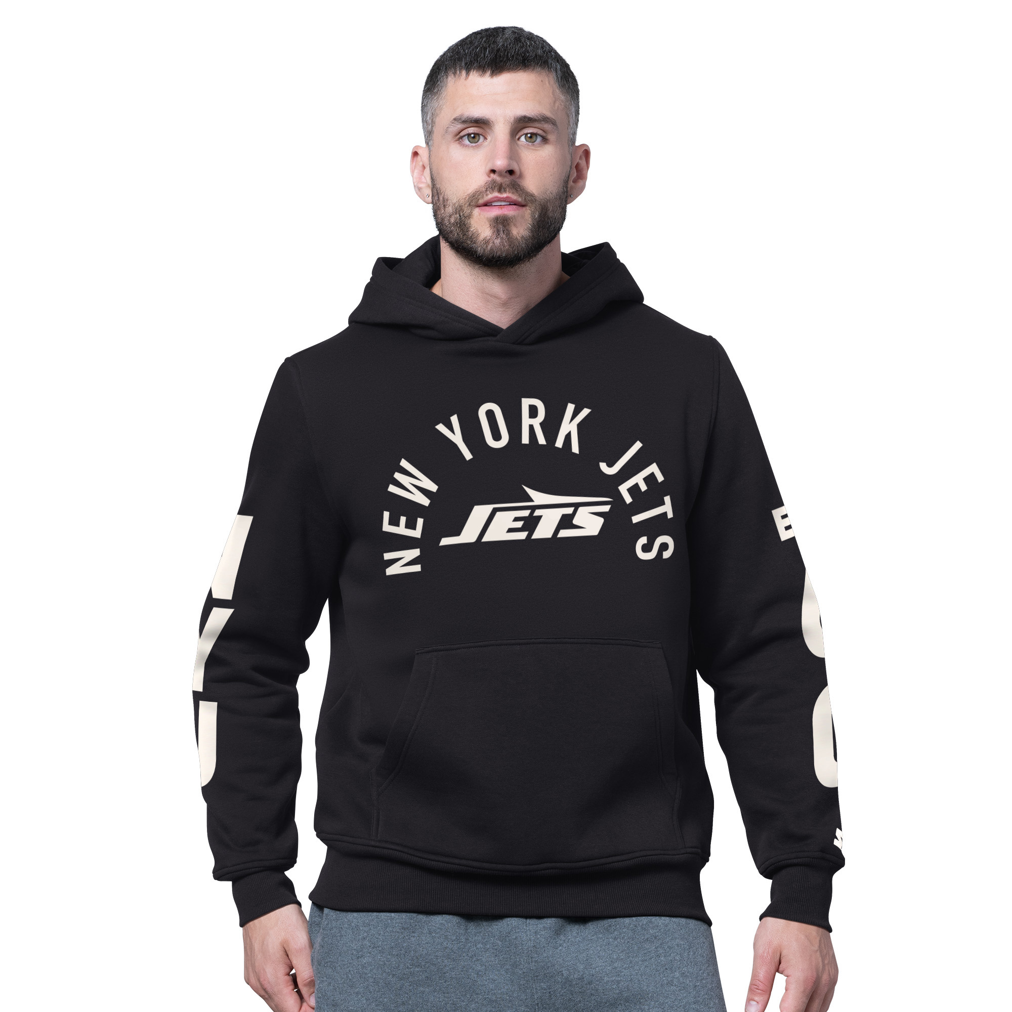 Men's Starter Black New York Jets Handoff Fleece Hoodie Sweatshirt