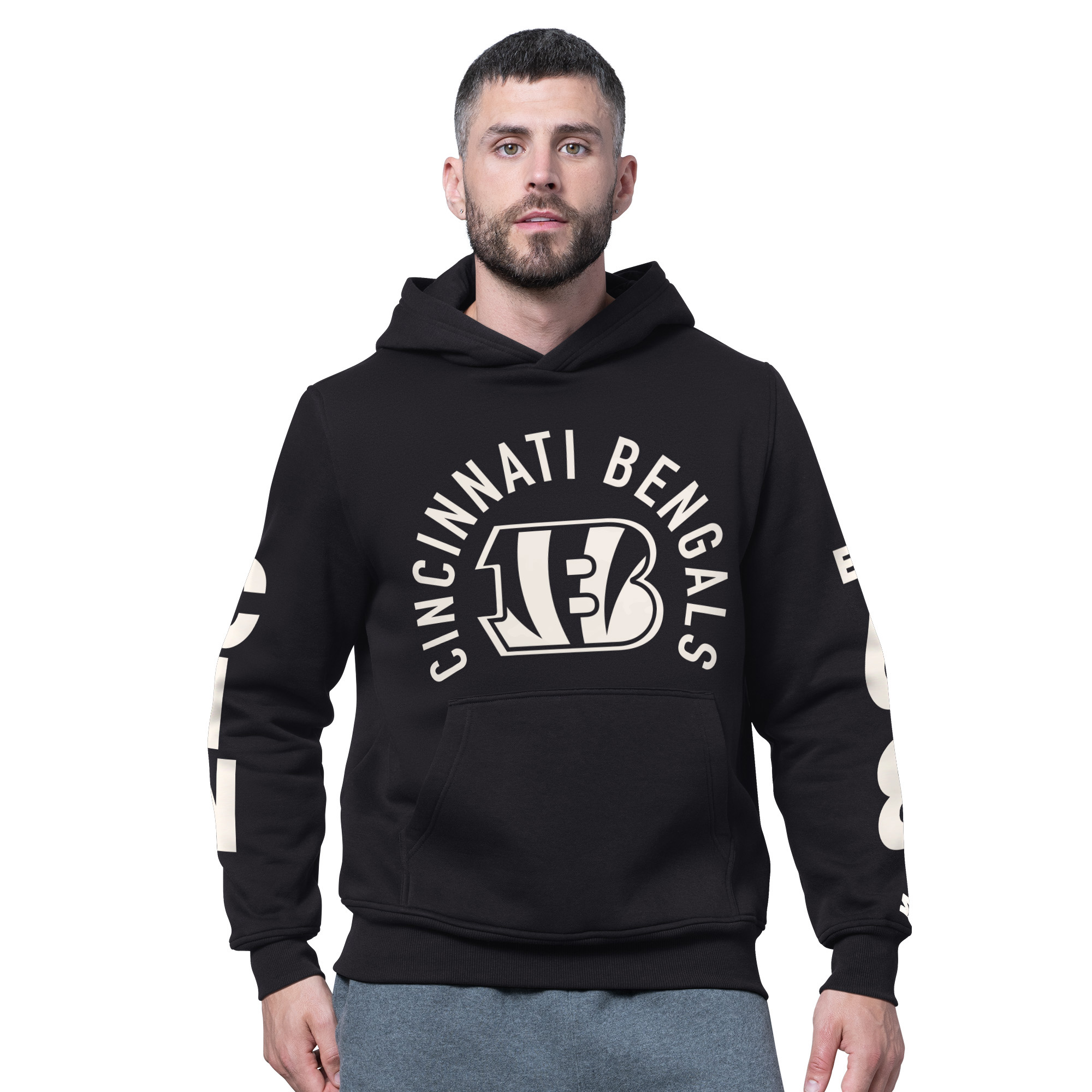 Men's Starter Black Cincinnati Bengals Handoff Fleece Hoodie Sweatshirt