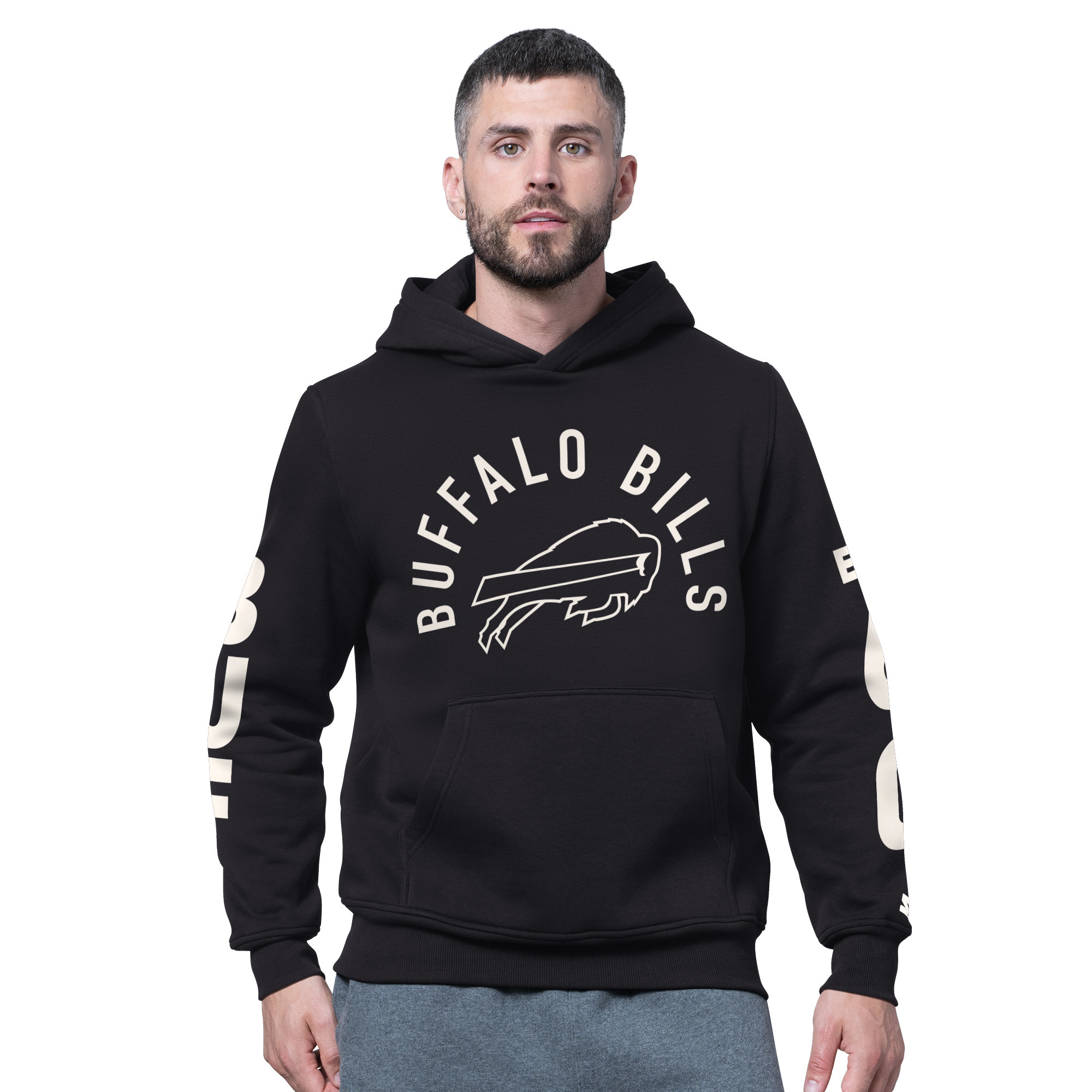Men's Starter Black Buffalo Bills Handoff Fleece Hoodie Sweatshirt