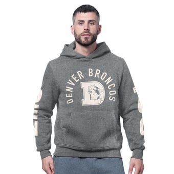 Men's Starter Charcoal Denver Broncos Handoff Vintage Logo Fleece Hoodie Sweatshirt