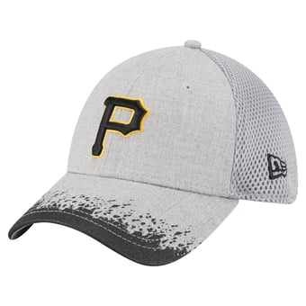 Men's New Era Gray Pittsburgh Pirates Visor Paint Splatter 39THIRTY Flex Hat