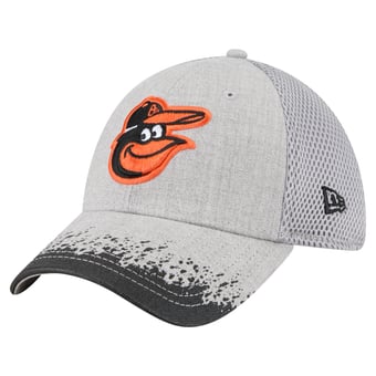 Men's New Era Gray Baltimore Orioles Visor Paint Splatter 39THIRTY Flex Hat