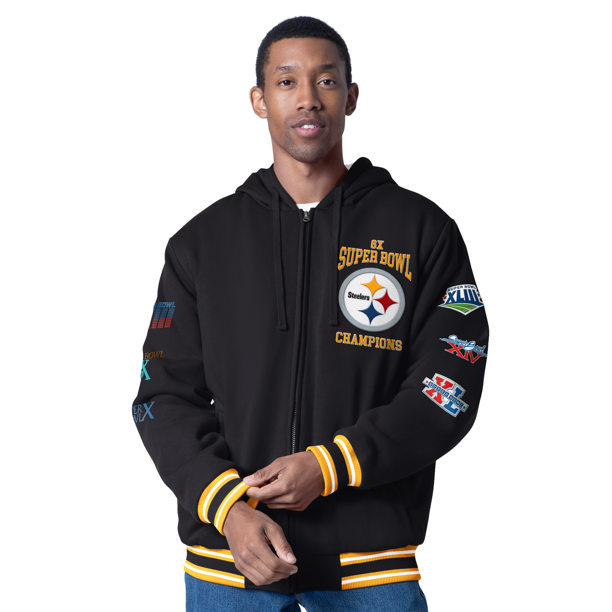 Men's G-III Sports by Carl Banks Black Pittsburgh Steelers Power Forward Commemorative Full-Zip Hooded Jacket