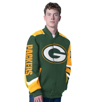 Men's G-III Sports by Carl Banks Green Green Bay Packers Prime Time Full-Zip Racing Jacket