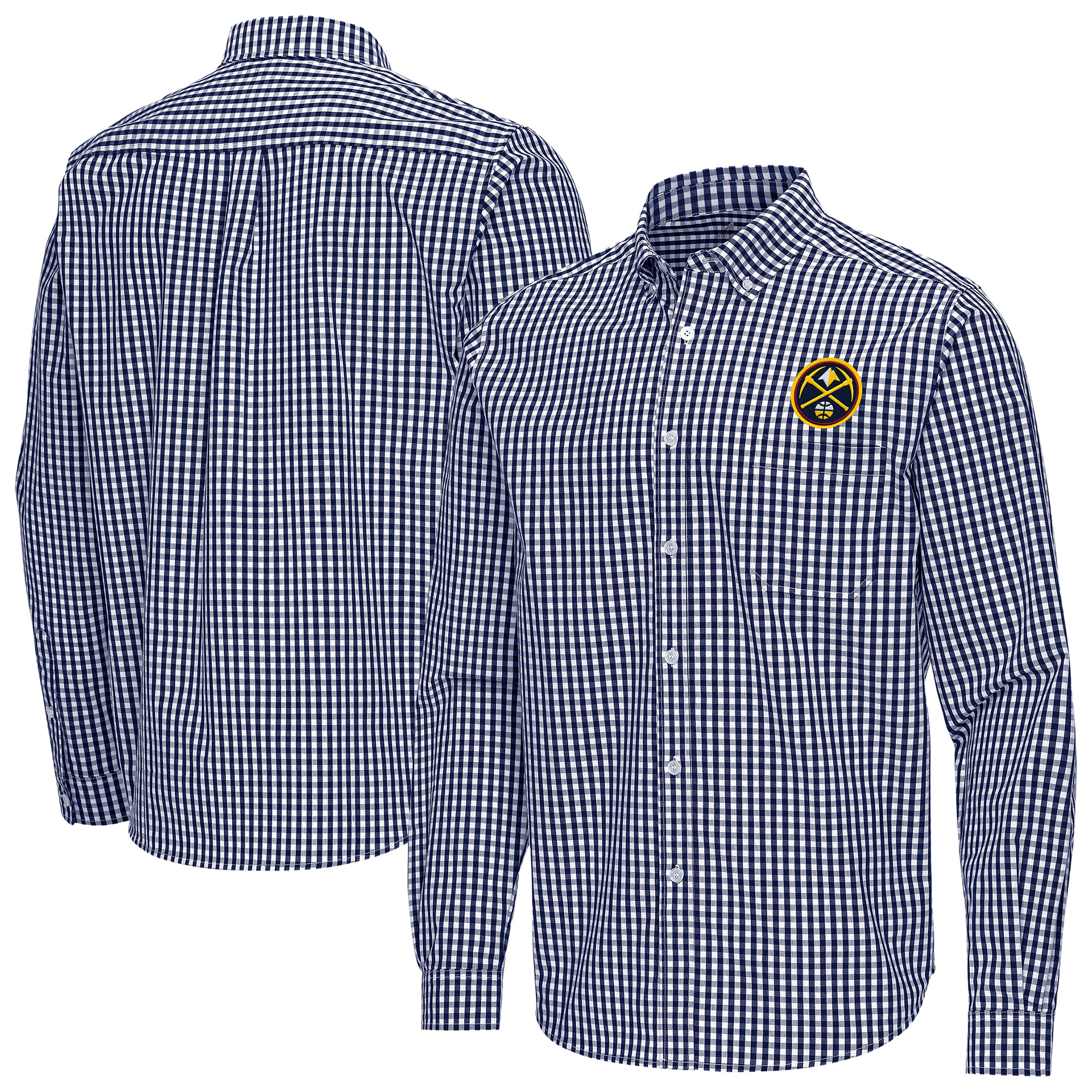 Men's Antigua Navy Denver Nuggets Ellis Woven Tri-Blend Button-Down Shirt