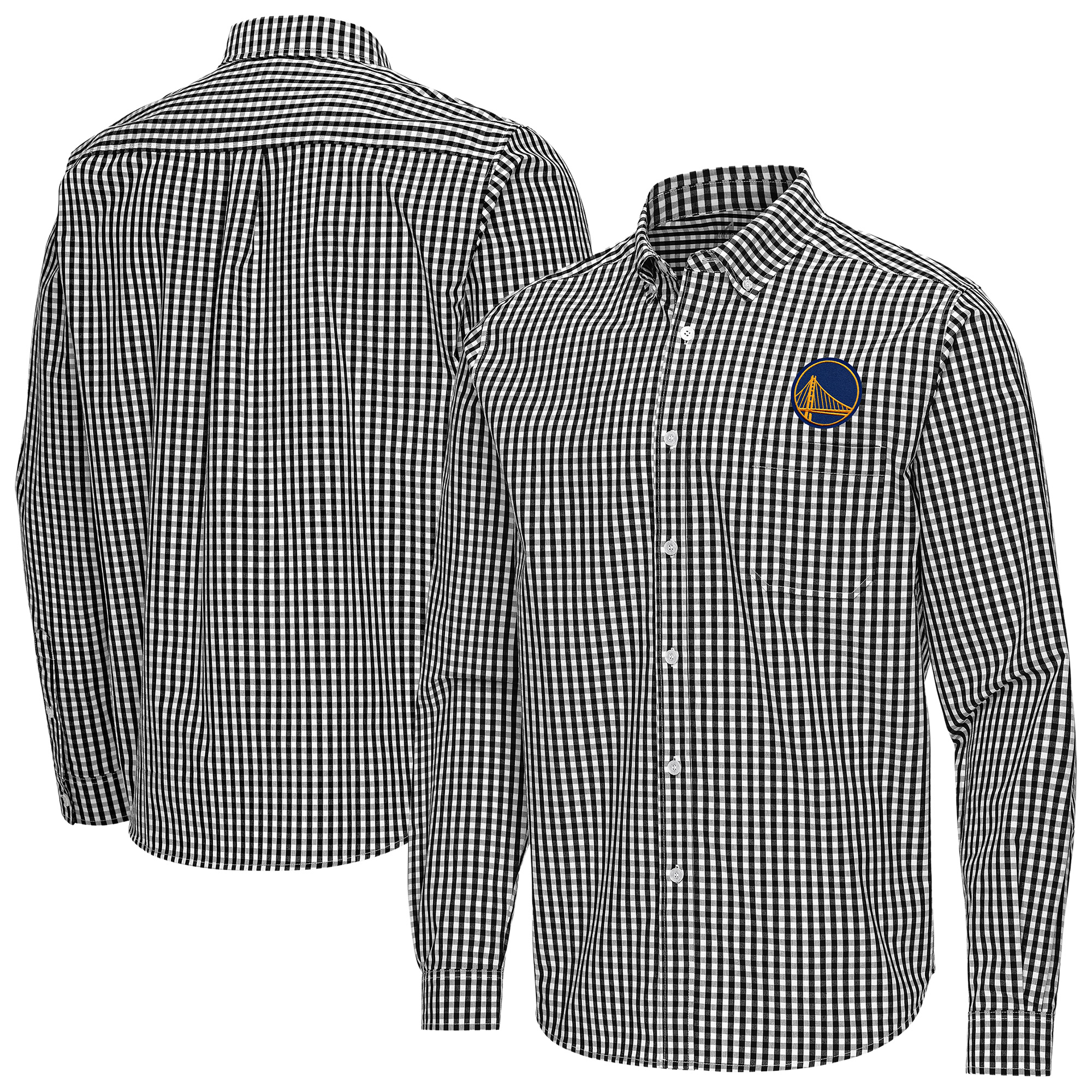 Men’s Antigua Black Golden State Warriors Ellis Woven Tri-Blend Button-Down Shirt Men’s Antigua Black Golden State Warriors Ellis Woven Tri-Blend Button-Down Shirt
