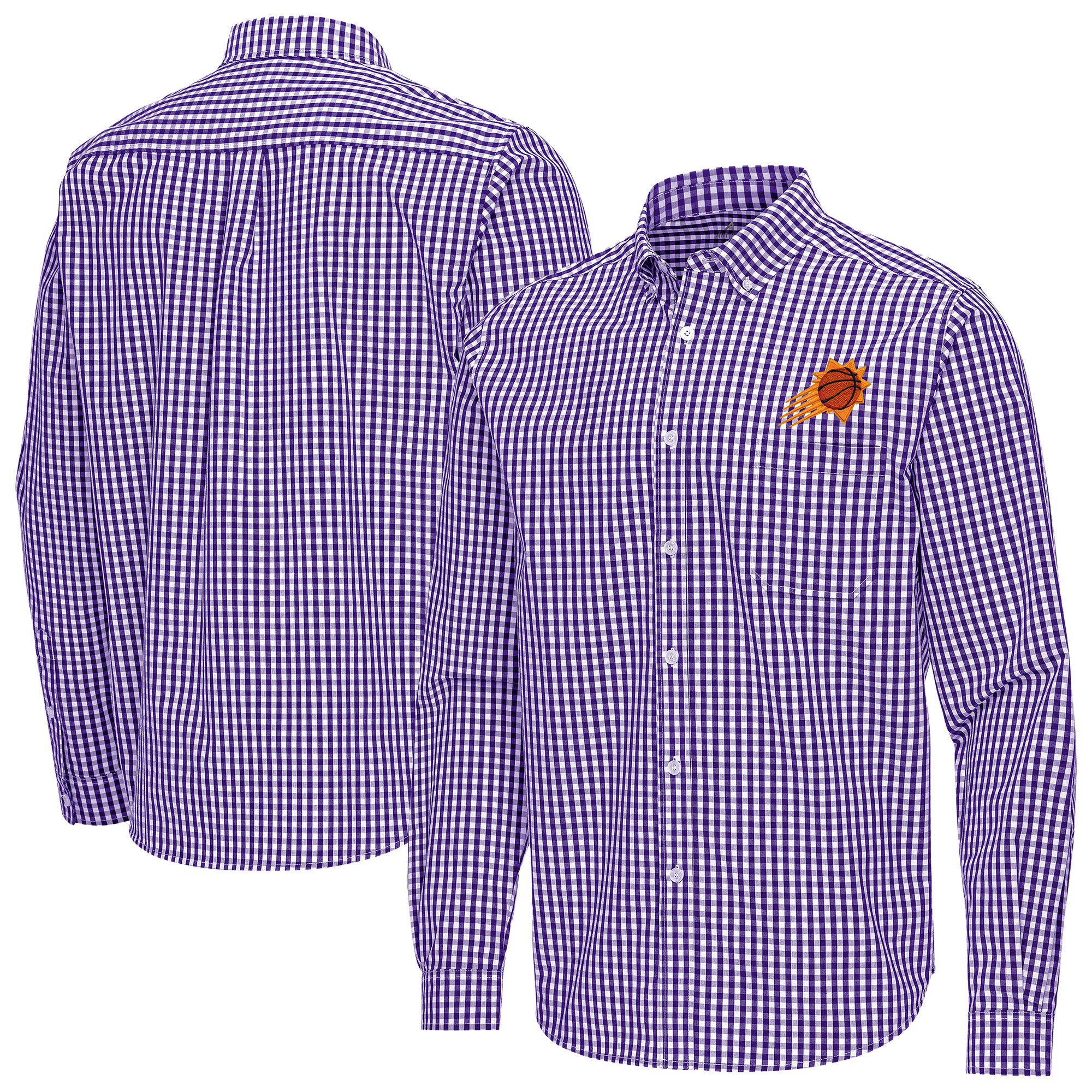 Men's Antigua Purple Phoenix Suns Ellis Woven Tri-Blend Button-Down Shirt