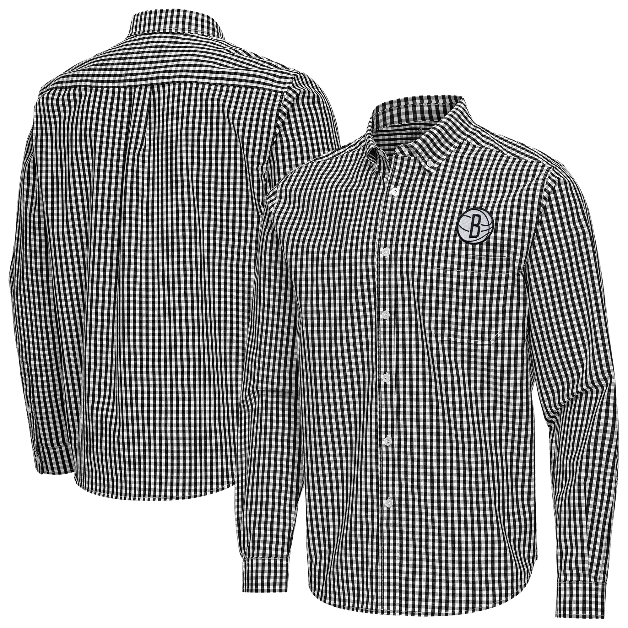 Men’s Antigua Black Brooklyn Nets Ellis Woven Tri-Blend Button-Down Shirt Men’s Antigua Black Brooklyn Nets Ellis Woven Tri-Blend Button-Down Shirt