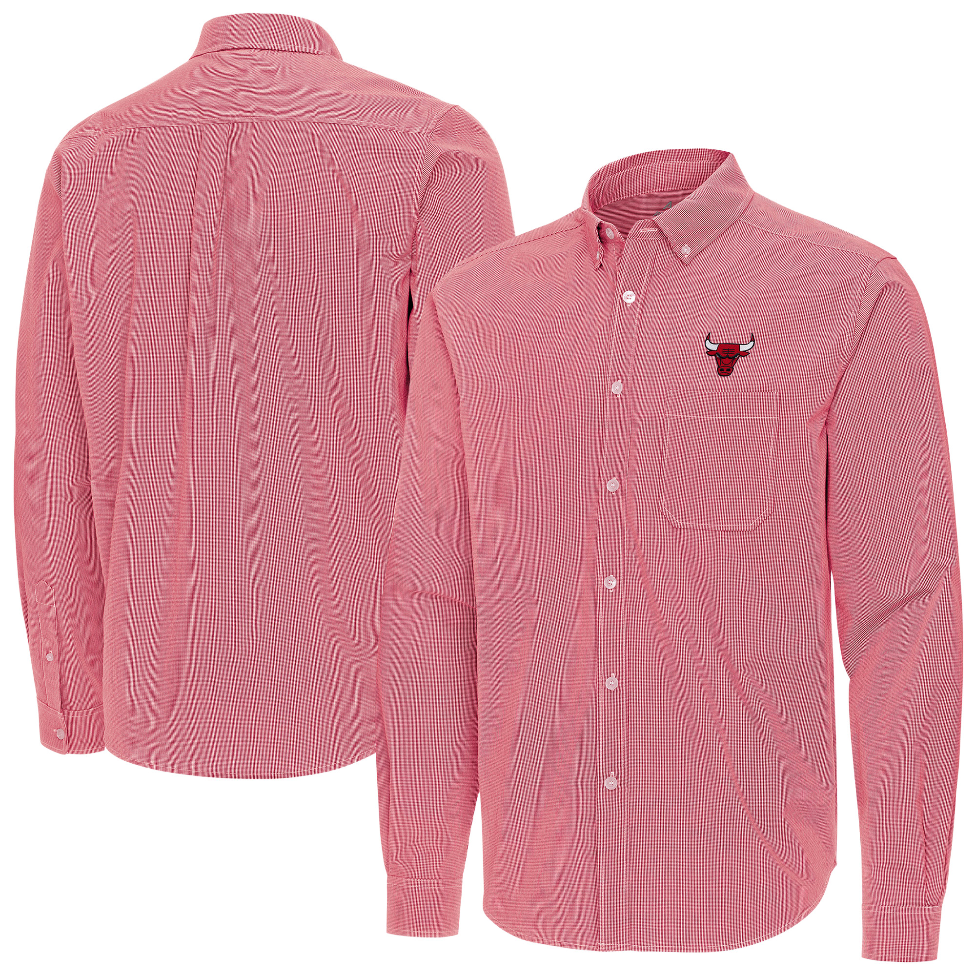 Men's Antigua Red Chicago Bulls Porter Woven Long Sleeve Button-Down Shirt