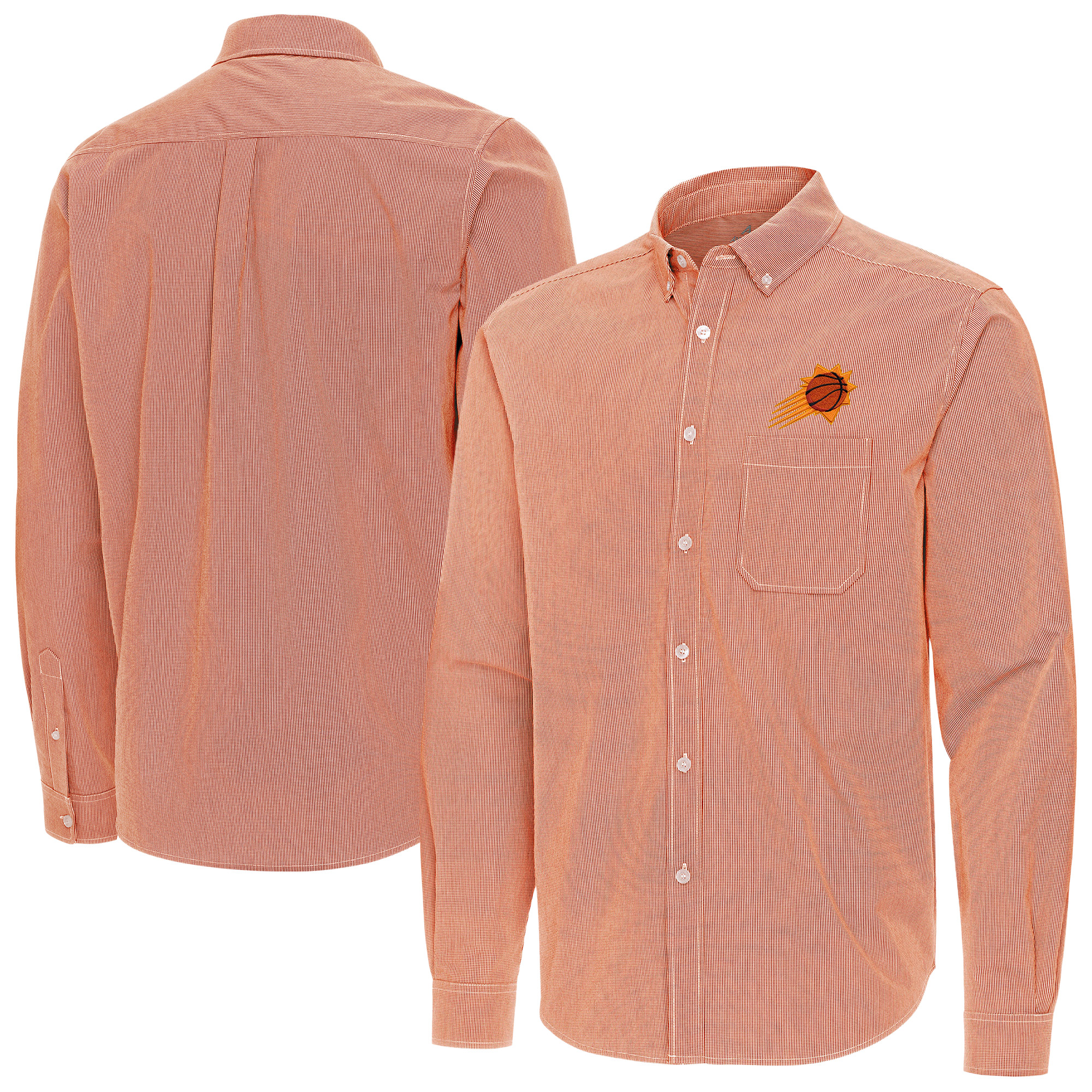 Men's Antigua Burnt Orange Phoenix Suns Porter Woven Long Sleeve Button-Down Shirt