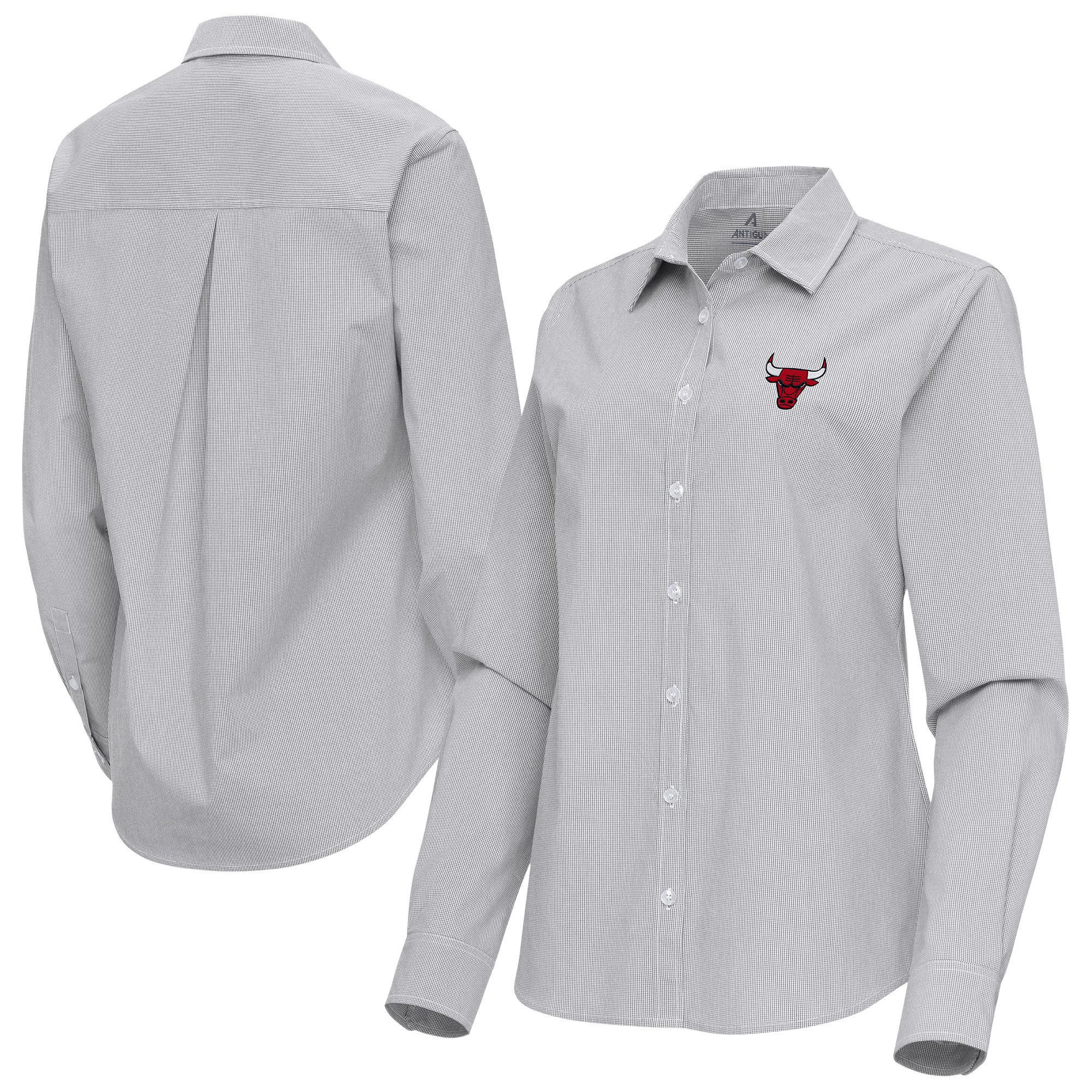 Women's Antigua Gray Chicago Bulls Porter Woven Long Sleeve Button-Up Shirt